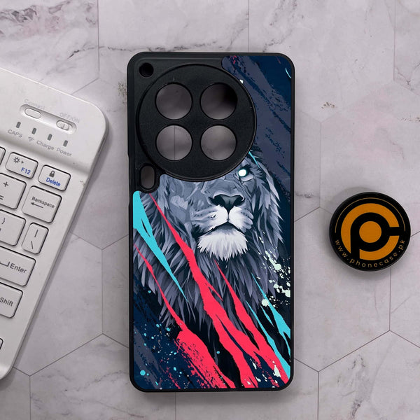 Tecno Camon 30 Premier - Abstract Animated Lion - Premium Metal Printed soft Bumper shock Proof Case