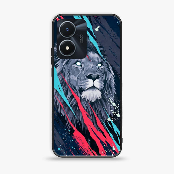 Vivo Y02s - Abstract Animated Lion -  Premium Printed Metal soft Bumper shock Proof Case