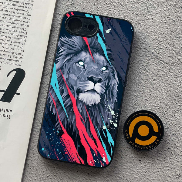 iPhone 16e - Abstract Animated Lion - Premium Metal  Printed soft Bumper shock Proof Case CS-46033