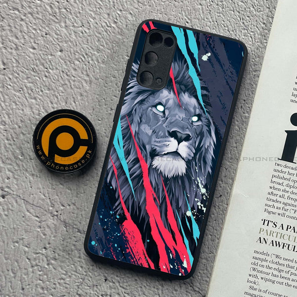 Samsung Galaxy S20 - Abstract Animated Lion - Premium Printed Glass soft Bumper Shock Proof Case CS-33062