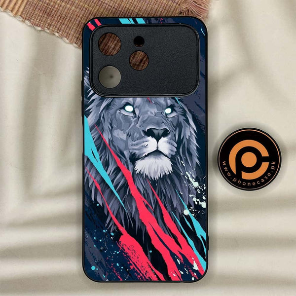 Tecno Spark 40 - Abstract Animated Lion - Premium Metal Printed soft Bumper shock Proof Case