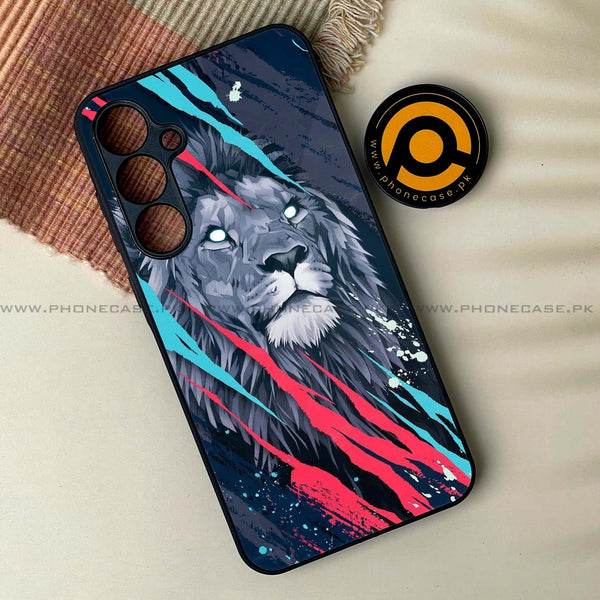 Samsung Galaxy A15 - Abstract Animated Lion - Premium Printed Glass soft Bumper Shock Proof Case CS-23446