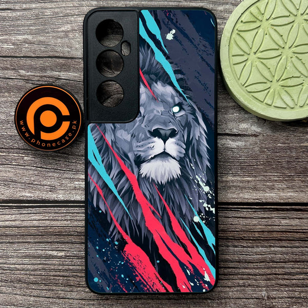 Realme C65  - Abstract Animated Lion - Premium Metal Printed soft Bumper shock Proof Case