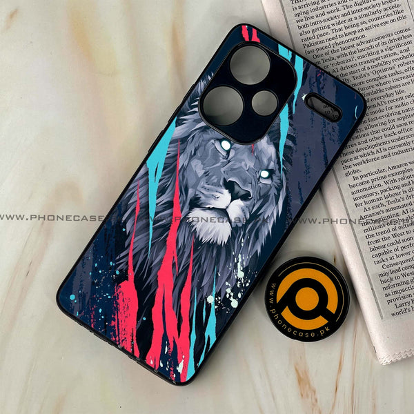 Redmi Note 13 Pro Plus 5G - Abstract Animated Lion - Premium Printed Glass soft Bumper Shock Proof Case