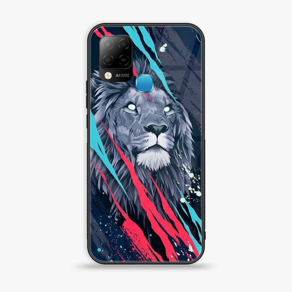 Infinix Hot 10s  Abstract Animated Lion  Premium Printed Glass soft Bumper Shock Proof Case