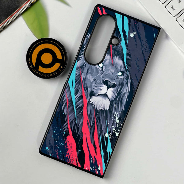 Samsung Galaxy Z Fold 7 - Abstract Animated Lion -  Premium Metal Printed soft Bumper shock Proof Case