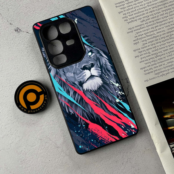 Infinix Note 50 - Abstract Animated Lion - Premium Metal Printed Soft Bumper Shockproof Case