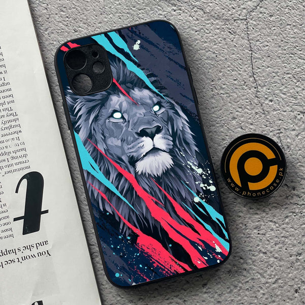iPhone 11 - Abstract Animated Lion - Premium Printed Glass soft Bumper shock Proof Case