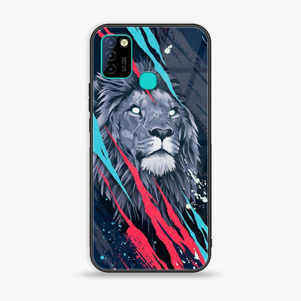 Infinix Smart 5 - Abstract Animated Lion - Premium Printed Glass soft Bumper Shock Proof Case