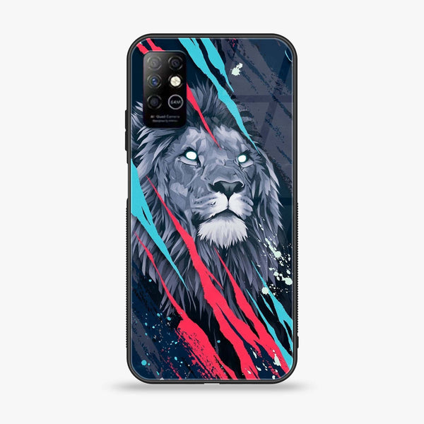 Infinix Note 8i - Abstract Animated Lion - Premium Printed Glass soft Bumper Shock Proof Case