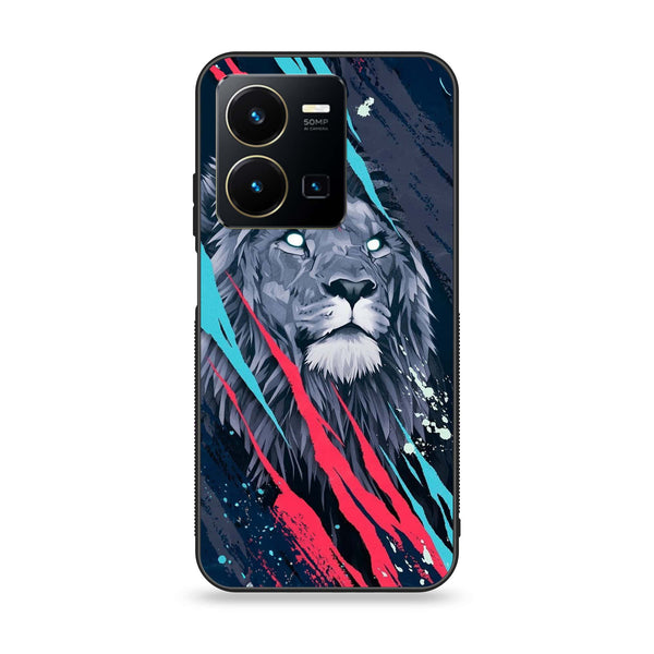 Vivo Y35 - Abstract Animated Lion - Premium Printed Glass soft Bumper Shock Proof Case
