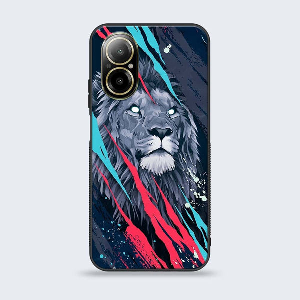 Realme C67 - Abstract Animated Lion -  Premium Printed Metal soft Bumper shock Proof Case