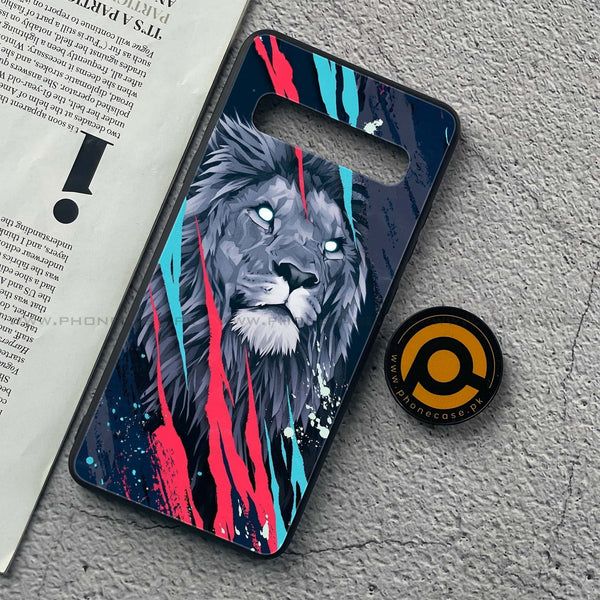 Samsung Galaxy S10 5G - Abstract Animated Lion - Premium Printed Glass soft Bumper Shock Proof Case