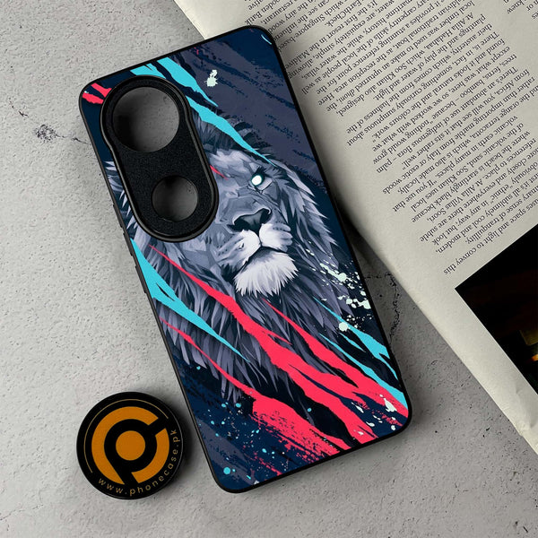 Vivo V50 - Abstract Animated Lion - Premium Metal Printed Soft Bumper Shockproof Case