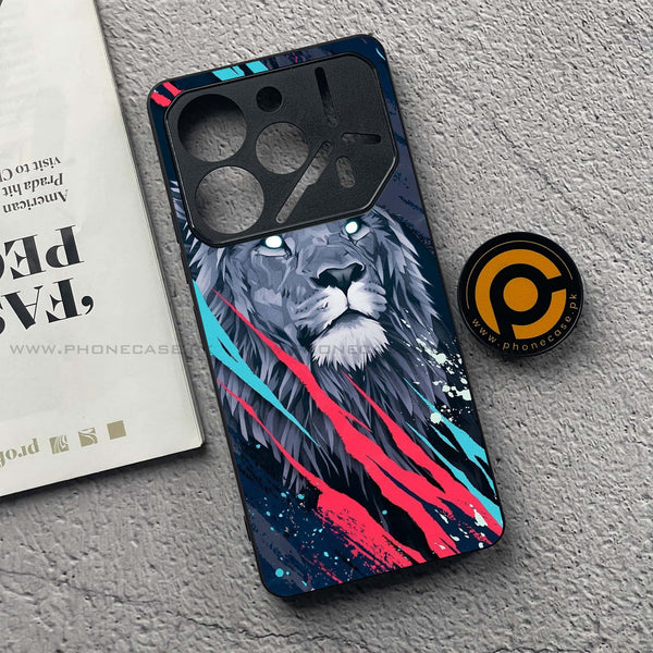 Tecno Pova 6 Pro - Abstract Animated Lion - Premium Printed Glass soft Bumper Shock Proof Case