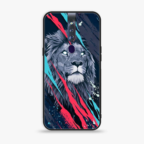 Oppo F11 Pro - Abstract Animated Lion - Premium Printed Glass soft Bumper shock Proof Case