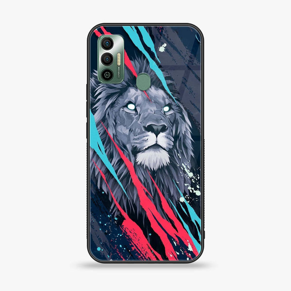 Tecno Spark 7 - Abstract Animated Lion - Premium Printed Glass soft Bumper Shock Proof Case