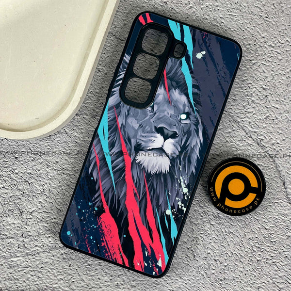 Infinix Hot 50 4G - Abstract Animated Lion - Premium Printed Glass soft Bumper Shock Proof Case