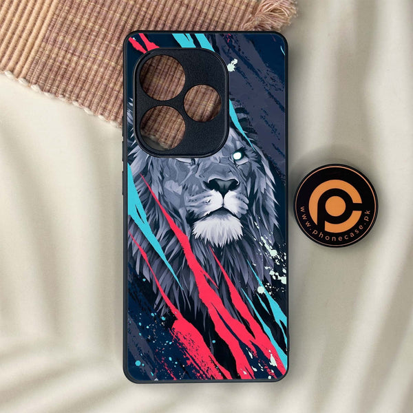 Realme GT 6 - Abstract Animated Lion - Premium Metal Printed soft Bumper shock Proof Case