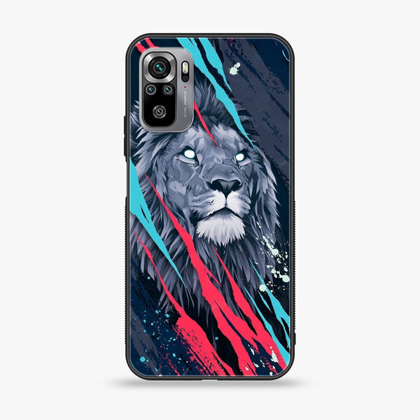 Xiaomi Redmi Note 10S - Abstract Animated Lion - Premium Printed Glass soft Bumper shock Proof Case CS-41177