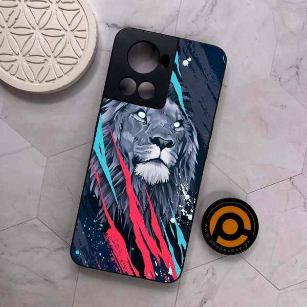OnePlus 10R -  Abstract Animated Lion  - Premium Metal Printed soft Bumper shock Proof Case