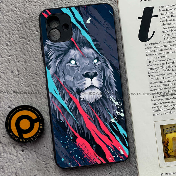 Samsung Galaxy A04 - Abstract Animated Lion - Premium Printed Glass soft Bumper Shock Proof Case