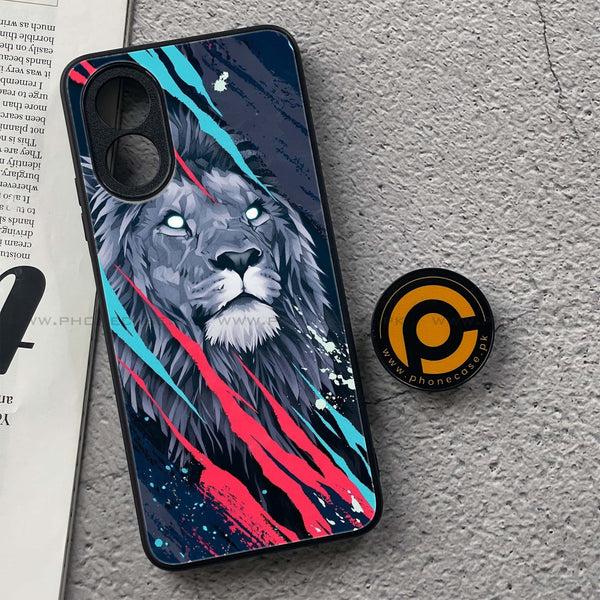 Oppo A18 4G - Abstract Animated Lion -  Premium Printed Metal soft Bumper shock Proof Case