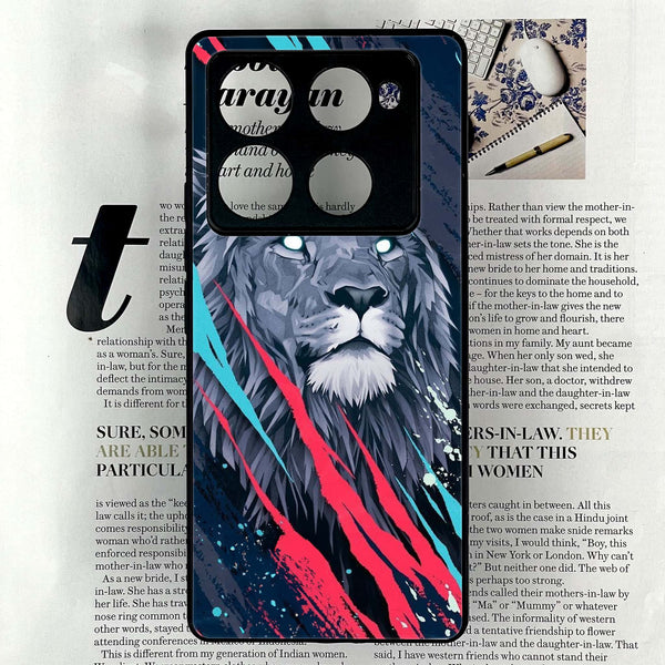 Infinix Note 40 Pro Plus - Abstract Animated Lion - Premium Metal Printed soft Bumper shock Proof Case