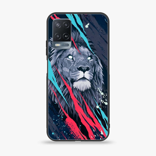 OPPO A54 - Abstract Animated Lion - Premium Printed Glass soft Bumper Shock Proof Case