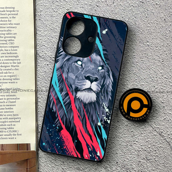 Realme Note 60 - Abstract Animated Lion - Premium Printed Metal Soft Case