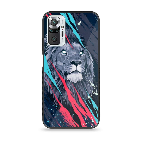 Xiaomi Redmi Note 10 Pro/Note 10 Pro Max - Abstract Animated Lion - Premium Printed Glass soft Bumper Shock Proof Case CS-10107