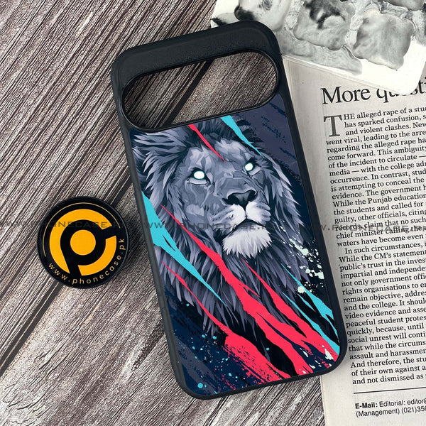 Google Pixel 9 Pro - Abstract Animated Lion  - Premium Printed Glass soft Bumper shock Proof Case