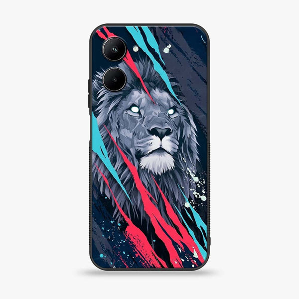 Realme C33 - Abstract Animated Lion -  Premium Printed Metal soft Bumper shock Proof Case