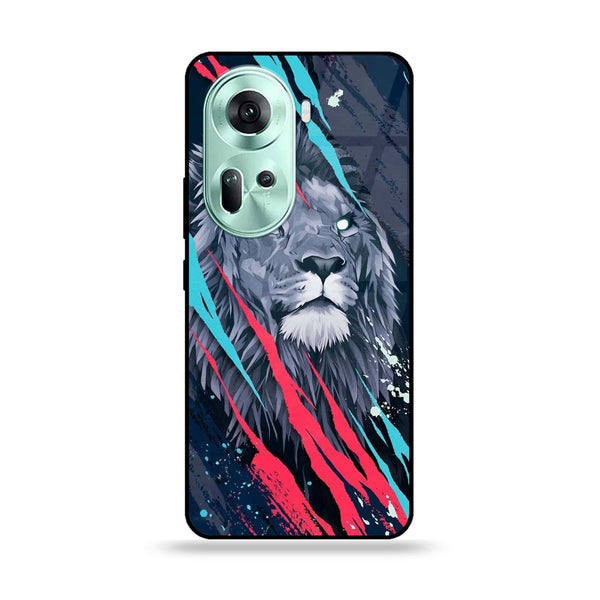 Oppo Reno 11 5G - Abstract Animated Lion -  Premium Printed Metal soft Bumper shock Proof Case