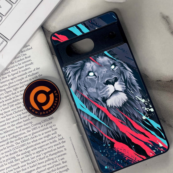 Google Pixel 7 - Abstract Animated Lion - Premium Metal Printed soft Bumper Shock Proof Case