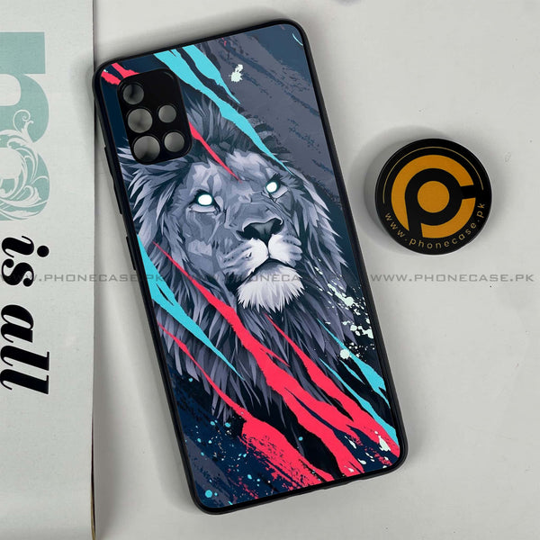 Samsung Galaxy A51 - Abstract Animated Lion - Premium Printed Glass soft Bumper Shock Proof Case