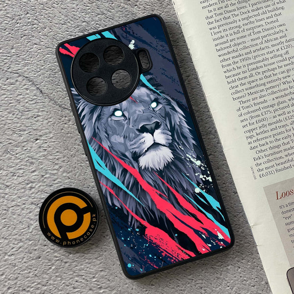 Tecno Spark 20 Pro Plus - Abstract Animated Lion -  Premium Printed Metal soft Bumper shock Proof Case