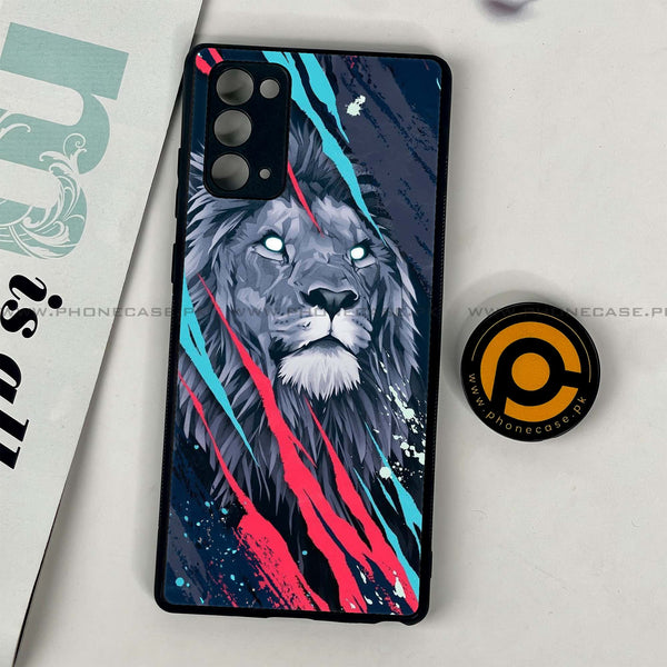 Samsung Galaxy Note 20 - Abstract Animated Lion - Premium Printed Glass soft Bumper Shock Proof Case