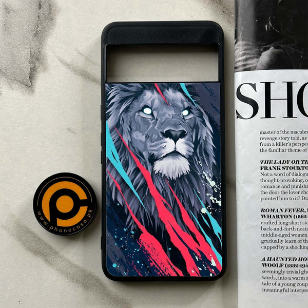 Google Pixel 8 Pro - Abstract Animated Lion - Premium Printed Glass soft Bumper Shock Proof Case