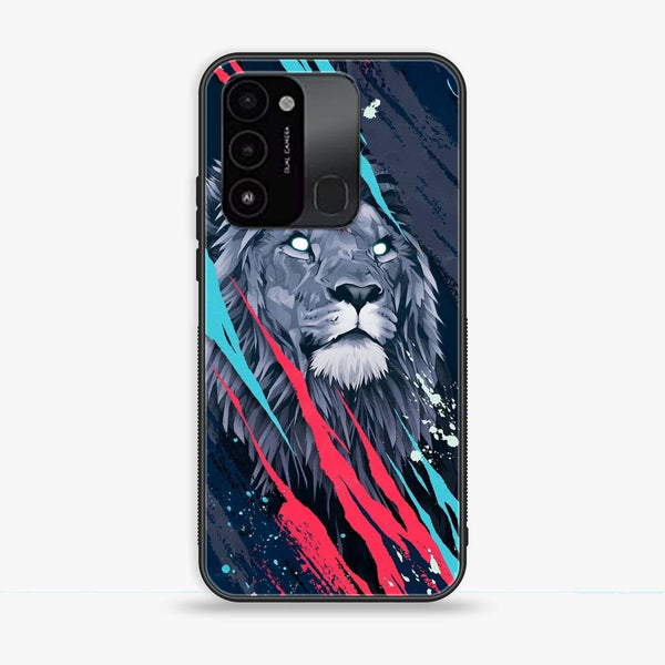Tecno Spark Go 2022 - Abstract Animated Lion - Premium Printed Glass soft Bumper Shock Proof Case