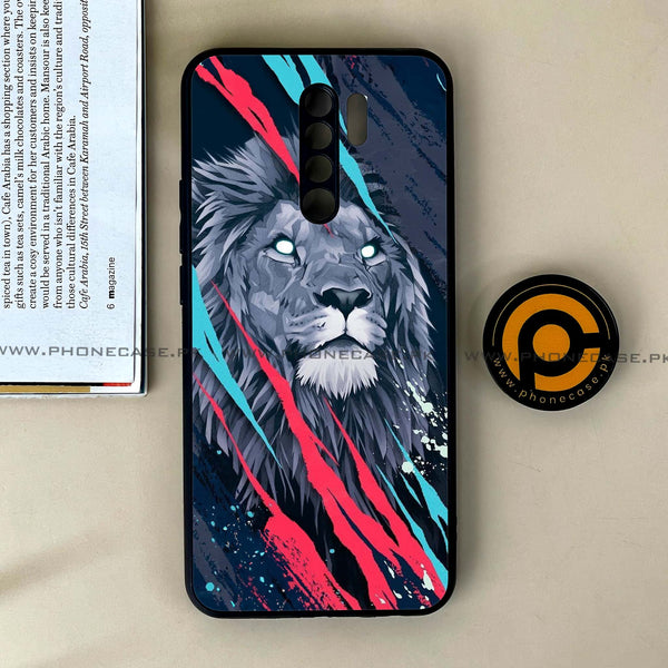 Xiaomi Redmi 9 - Abstract Animated Lion - Premium Printed Glass soft Bumper Shock Proof Case