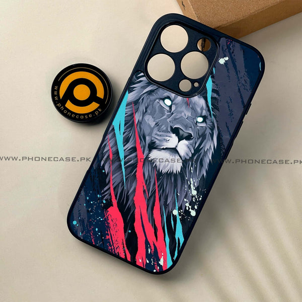 iPhone 16 Pro - Abstract Animated Lion - Premium Printed Glass soft Bumper shock Proof Case