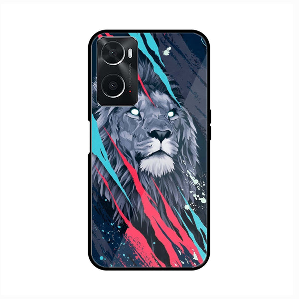 Oppo A76 - Abstract Animated Lion - Premium Printed Glass Case