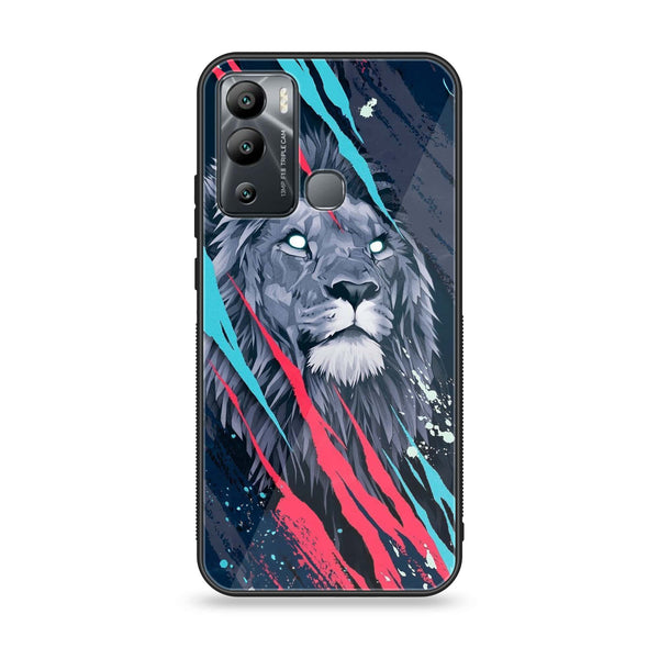 Infinix Hot 12i - Abstract Animated Lion - Premium Printed Glass soft Bumper Shock Proof Case