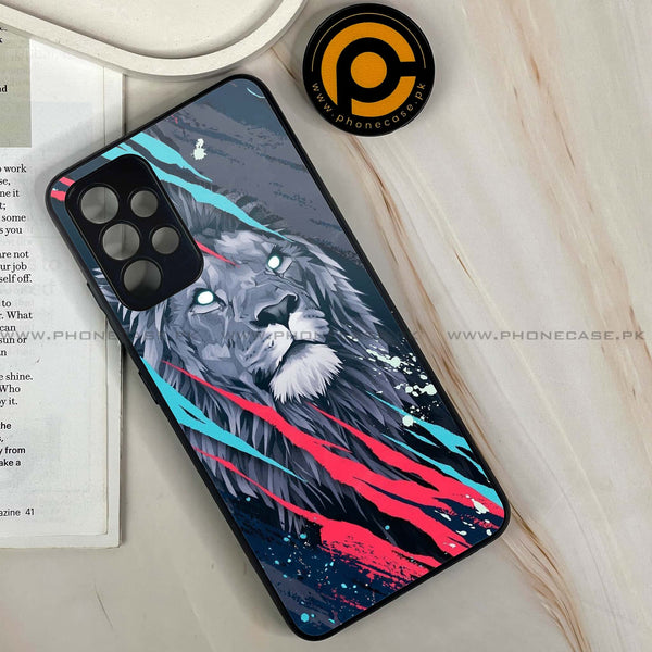 Samsung Galaxy A13 - Abstract Animated Lion - Premium Printed Glass soft Bumper Shock Proof Case