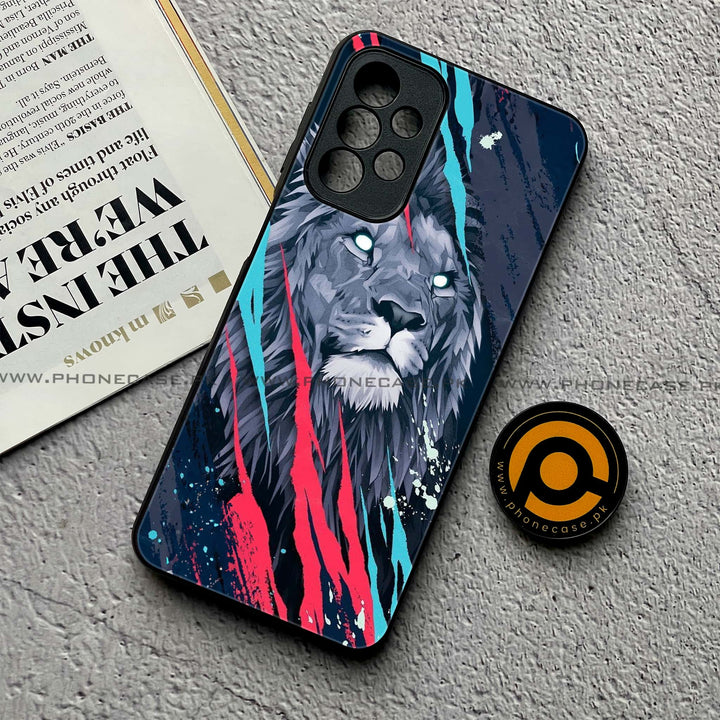 Samsung Galaxy A23 - Abstract Animated Lion - Premium Printed Glass soft Bumper Shock Proof Case