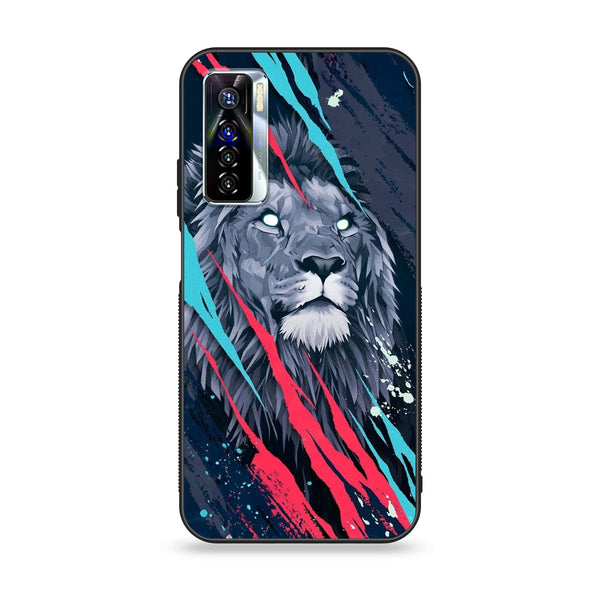 Tecno Camon 17 Pro - Abstract Animated Lion - Premium Printed Glass soft Bumper Shock Proof Case