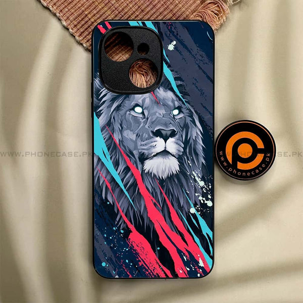 Tecno Spark 40C - Abstract Animated Lion - Premium Metal Printed soft Bumper shock Proof Case