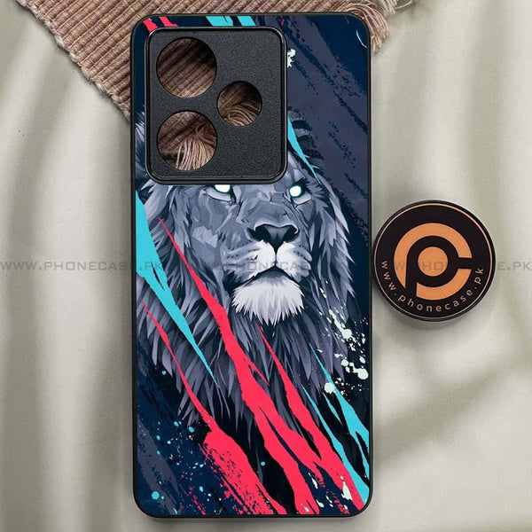 Realme GT 6T - Abstract Animated Lion - Premium Metal Printed soft Bumper shock Proof Case