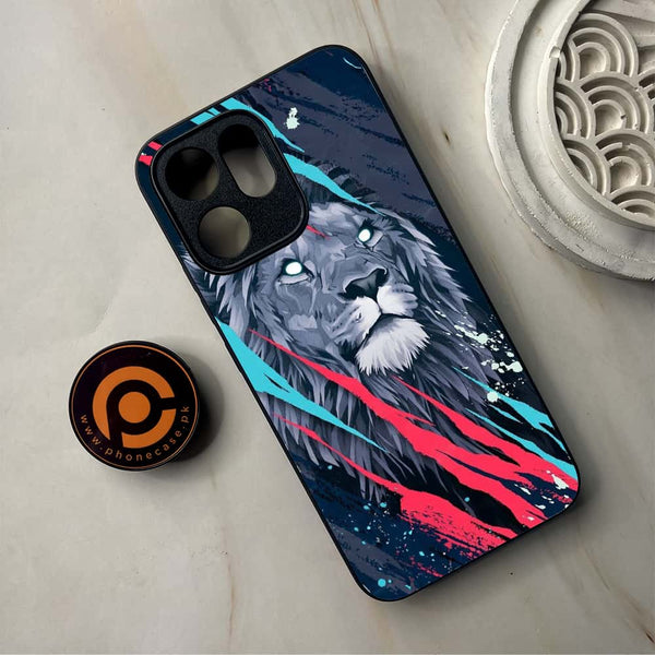 Oppo Reno 14F - Abstract Animated Lion - Premium Metal Printed Soft Bumper Shockproof Case